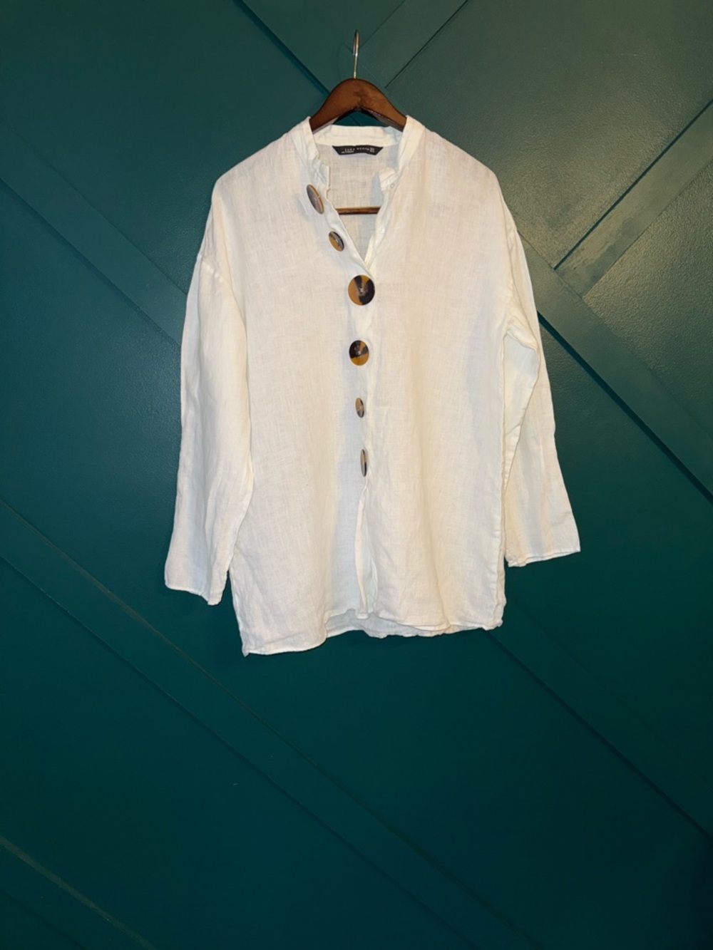 Zara White Linen Button-Front Tunic - Picture 4 of 7